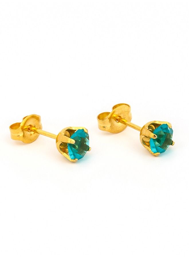Studex 5MM December Blue Zircon 24K Pure Gold Plated Ear Studs - Image 2