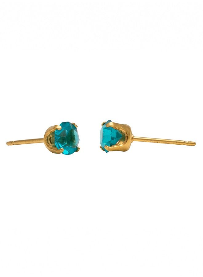 Studex 5MM December Blue Zircon 24K Pure Gold Plated Ear Studs - Image 4