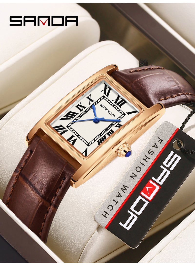 ساندا ساعات رجالية جديدة 1150 ساعة أنيقة للزوجين بتصميم أنيق ومينا مستطيلة مقاومة للماء وحركة كوارتز ساعة رجال الأعمال - Image 1