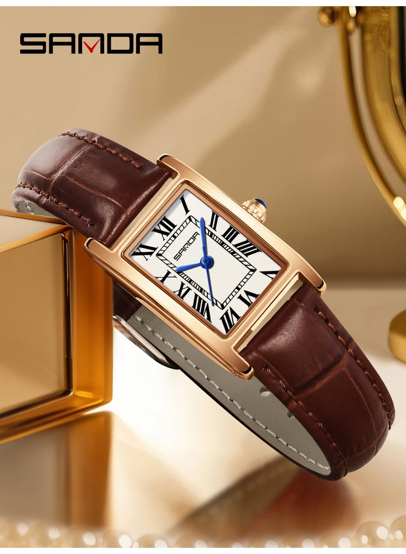 ساندا ساعات رجالية جديدة 1150 ساعة أنيقة للزوجين بتصميم أنيق ومينا مستطيلة مقاومة للماء وحركة كوارتز ساعة رجال الأعمال - Image 2
