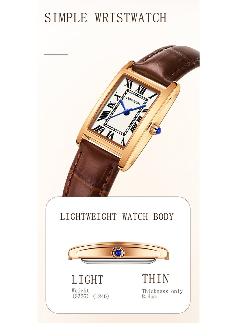 ساندا ساعات رجالية جديدة 1150 ساعة أنيقة للزوجين بتصميم أنيق ومينا مستطيلة مقاومة للماء وحركة كوارتز ساعة رجال الأعمال - Image 3