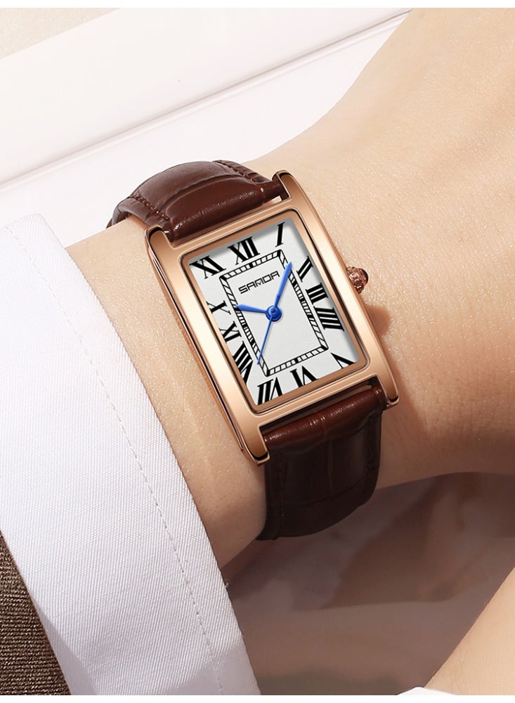 ساندا ساعات رجالية جديدة 1150 ساعة أنيقة للزوجين بتصميم أنيق ومينا مستطيلة مقاومة للماء وحركة كوارتز ساعة رجال الأعمال - Image 4