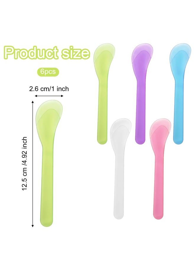Hariendny 6Pcs 5inch Makeup Scoops 5 Color Plastic Beauty Spoon Facial Cream Brush Cosmetic Spatula Mask Mixing Spoon Reusable Facial Skin Care Tools for Lotions Moisturizers DIY Cream Mixing and Sampling - Image 2