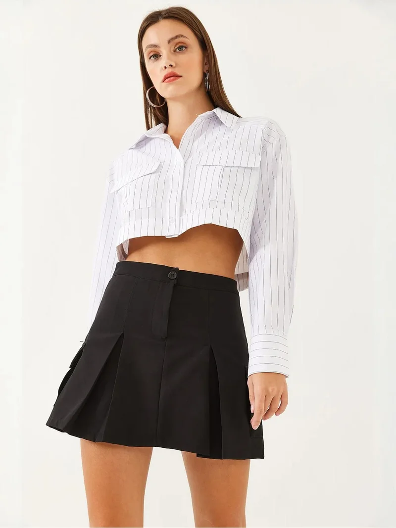 Bianco Lucci LUCCI High Waist Pleated Mini Skirt