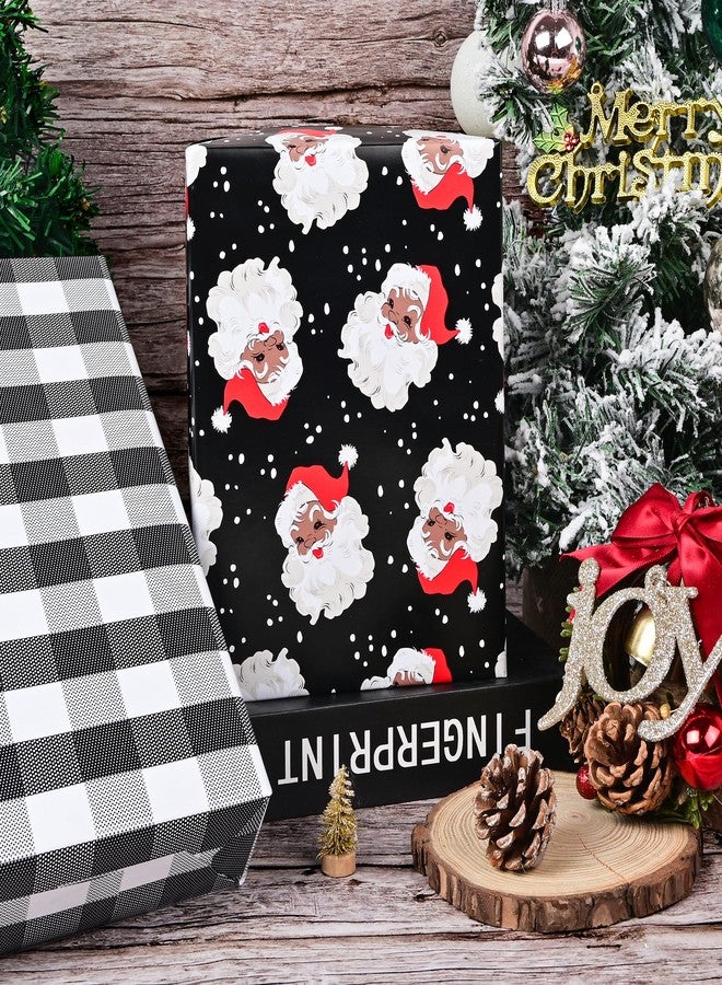 Vnaaem Reversible Afican American Christmas Wrapping Paper for Men Women - Black Santa & Bufflao Plaid Pattern Gift Wrap for Holiday Birthday, Party, Baby Shower (Afican American Xmas, 17 In X 16.5 Ft - Image 3