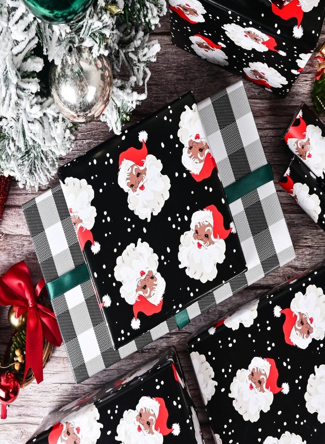 Vnaaem Reversible Afican American Christmas Wrapping Paper for Men Women - Black Santa & Bufflao Plaid Pattern Gift Wrap for Holiday Birthday, Party, Baby Shower (Afican American Xmas, 17 In X 16.5 Ft - Image 5