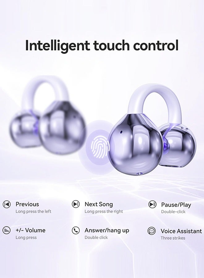 Open Ear Clip Headphones Wireless Earbuds Bluetooth 5.4 Sports Earphones Wireless Charging Case & LED Power Display Waterproof Fitness Headphones for Running (Black)  - Image 5