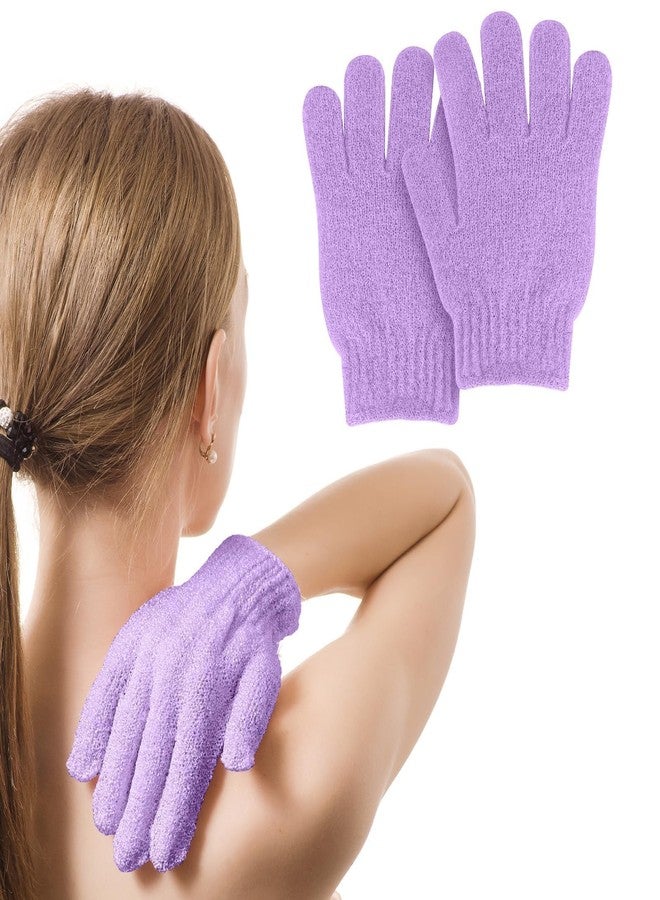 MOLOPPO Bath Glove 2PCS Use Loofah Sponge Exfoliating Body Scrubber Deep Cleansing Removes Dead Skin for Both Women and Men（Purple Red） - Image 1
