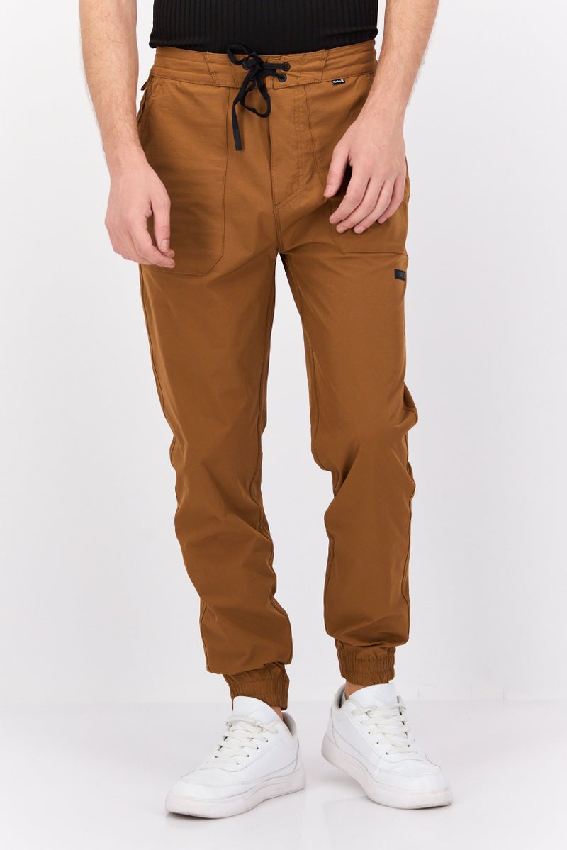 Hurley Men Straight Fit Brand Logo Training Pants, Tan  - Image 1