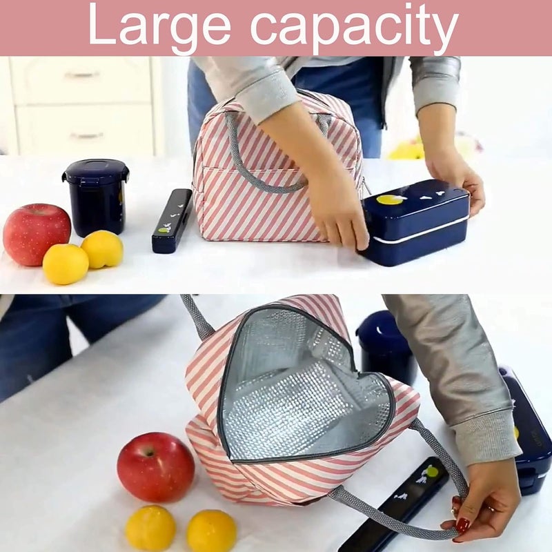 GCOA LABOTA Gcoa 2 Pack Lunch Bag Insulated Container,Reusable Outdoor Travel Picnic School Lunch Box Collapsible Tote Bag With Back Pocket,Zipper Closure,Foldable&Multi-Use For Unisex&Kids(Oxford Fabric) - Image 4