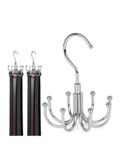 Excefore Pack Of 2 Belt Hanger For Closet , 360°Swivel Belt Rack, Belt Organizer With 8 Hanging Hooks, Accessory Organizers For Belt, Dog Collar, Tie, Tank Top, Bra, Purse, Scarf, Silver  - Image 1