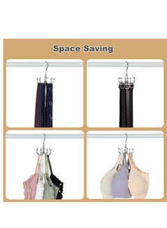 Excefore Pack Of 2 Belt Hanger For Closet , 360°Swivel Belt Rack, Belt Organizer With 8 Hanging Hooks, Accessory Organizers For Belt, Dog Collar, Tie, Tank Top, Bra, Purse, Scarf, Silver  - Image 4
