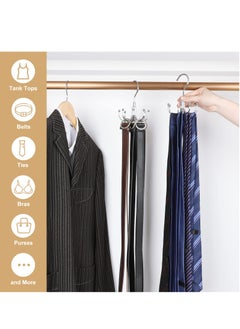 Excefore Pack Of 2 Belt Hanger For Closet , 360°Swivel Belt Rack, Belt Organizer With 8 Hanging Hooks, Accessory Organizers For Belt, Dog Collar, Tie, Tank Top, Bra, Purse, Scarf, Silver  - Image 2