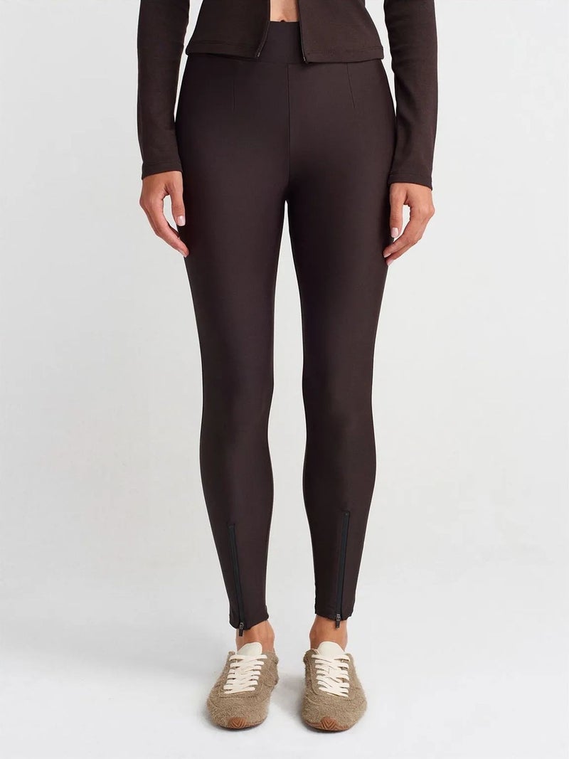 DILVIN High-Waist Skinny Leggings With Zip Detail - Image 4