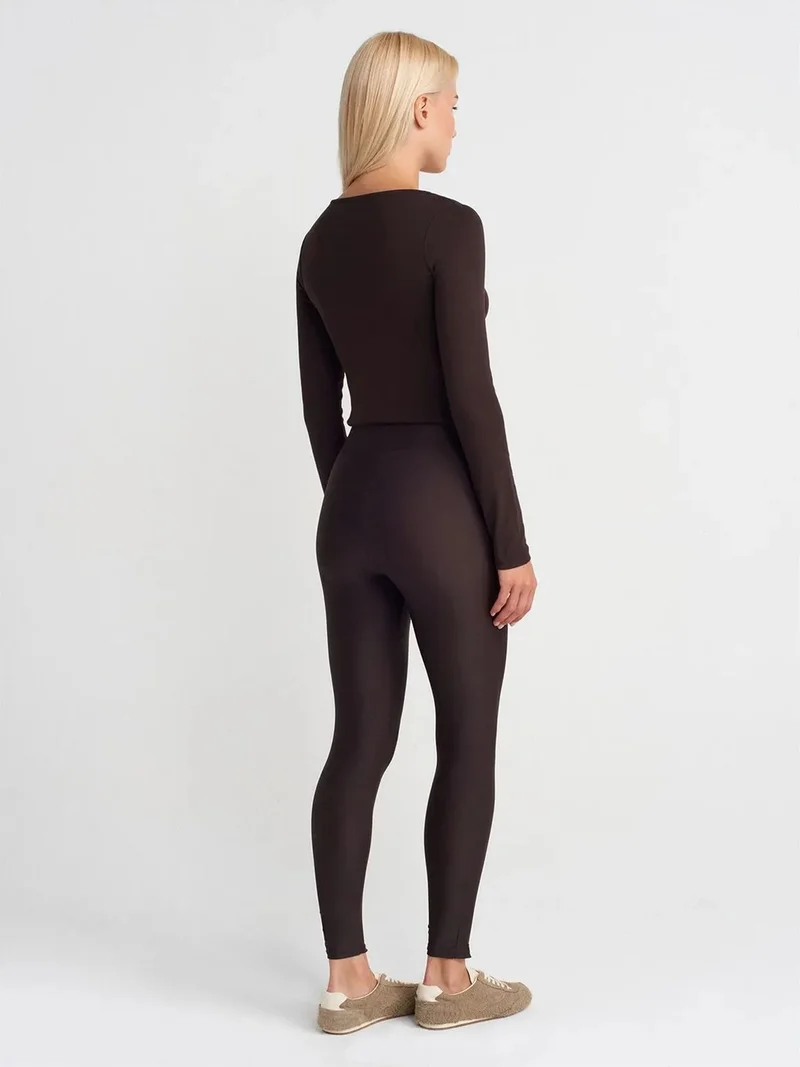 ديلفين Dilvin High-Waist Skinny Leggings With Zip Detail