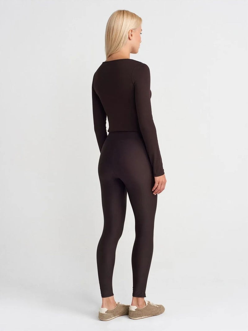 DILVIN High-Waist Skinny Leggings With Zip Detail - Image 2