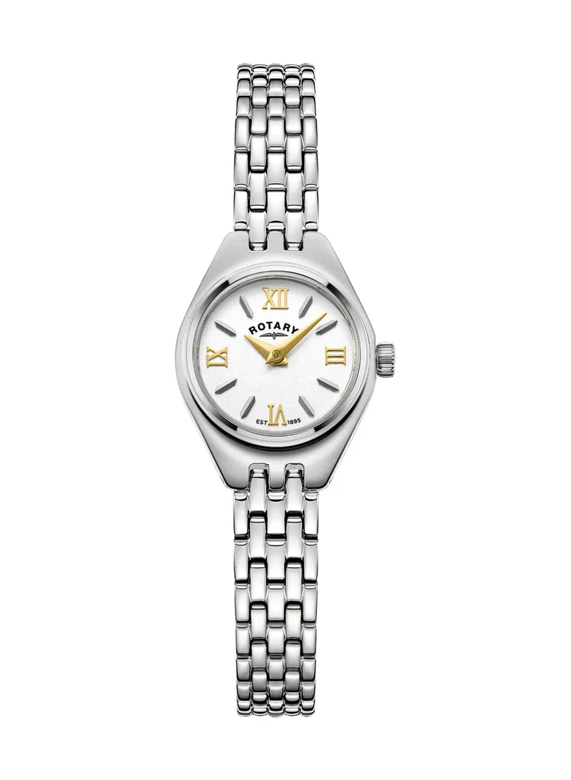Rotary Women's Cocktail Analogue Watch, 20 mm, White Dial, Stainless Steel Bracelet