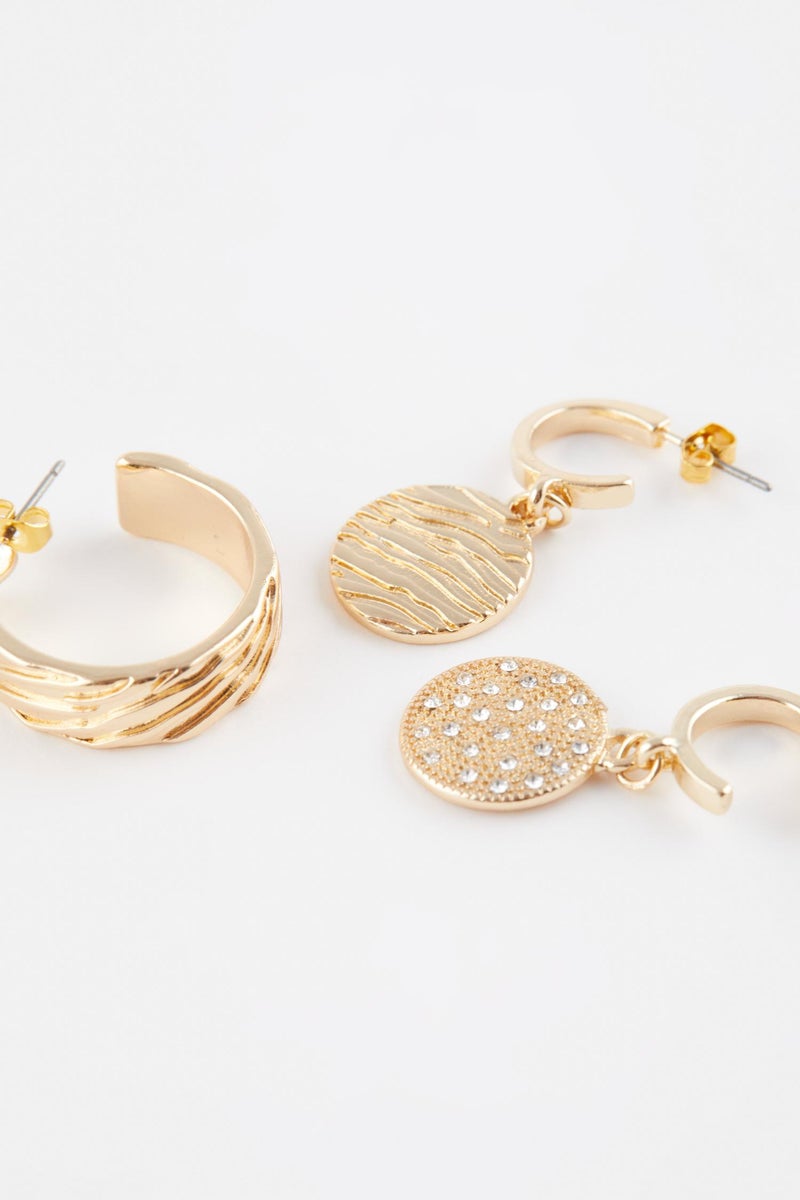 DeFacto Woman 3 Piece Gold Earrings - Image 4