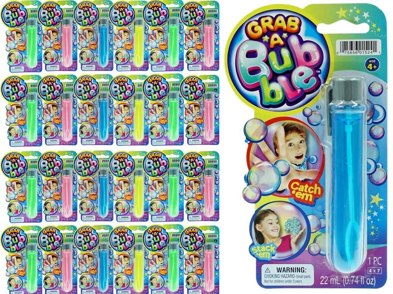 Ja-Ru JA-RU Grab a Bubble Touchable Mini Bubble Wands (24 Mini Bubbles Assorted) Small Bubble Tube for Kids. Outdoor Summer Toys Bulk Party Favors Birthday Gifts Giveaways. 1524-24p - Image 1