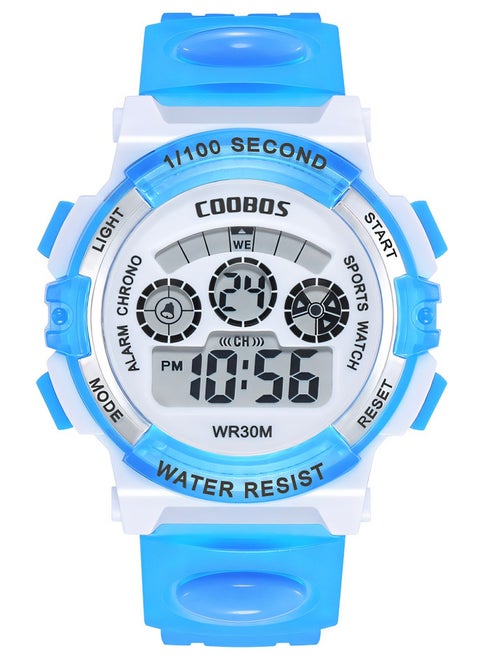 Kids Water Resistant Rubber Digital Watch Blue/White