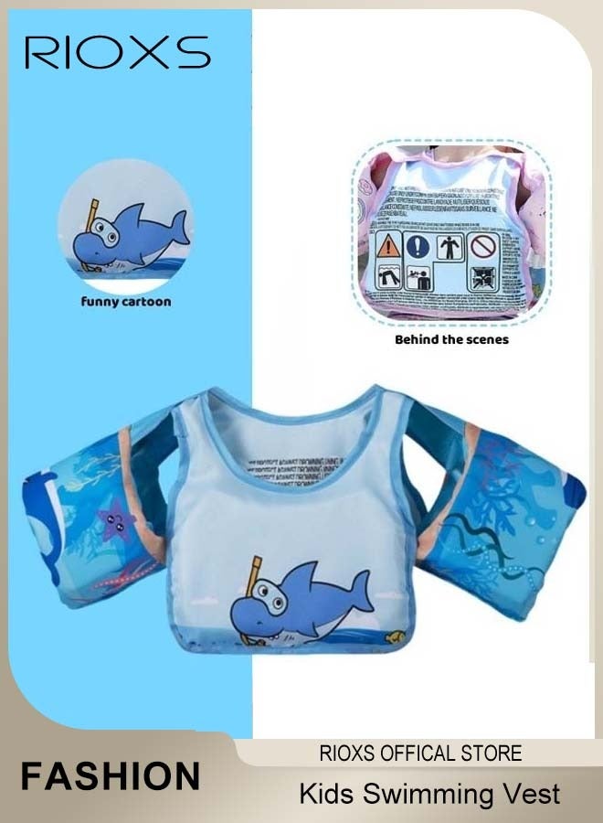 Toddler Swim Vest, Kids Boys Girls Swim Jacket with Buckle, Inflatable Swimming Arm Bands, Swim Aid Jumper, Swim Floaties Pool Float for Kids, Arm Floaties Water Wing Arm Band, Puddle/ Sea/ Beach/ Boat Jumper For Boy Girl Baby 2-6 Yrs, Blue Whale Swim Vest