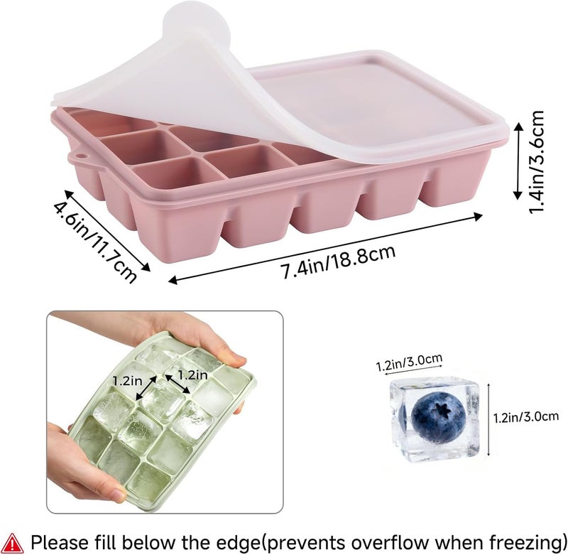 PET Hous Silicone Ice Cube Trays with Lid, Set of 4, Easy Release Ice Molds, Reusable and Stackable for Freezer - Image 3