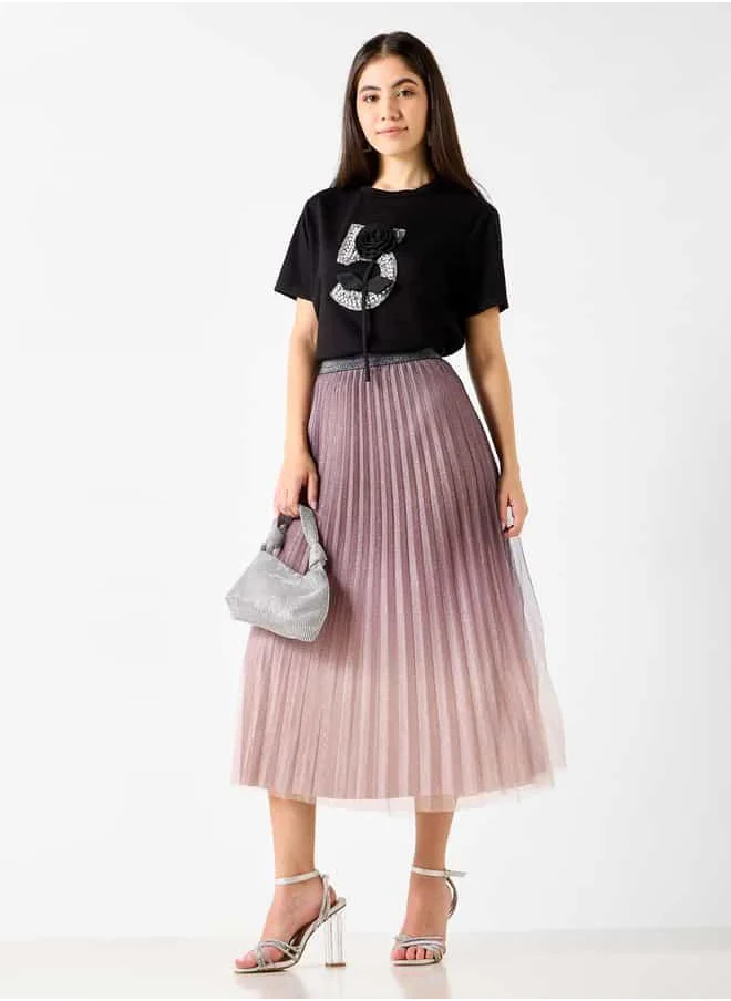 2Xtremz 2Xtremz Ombre Pleated A-Line Midi Skirt