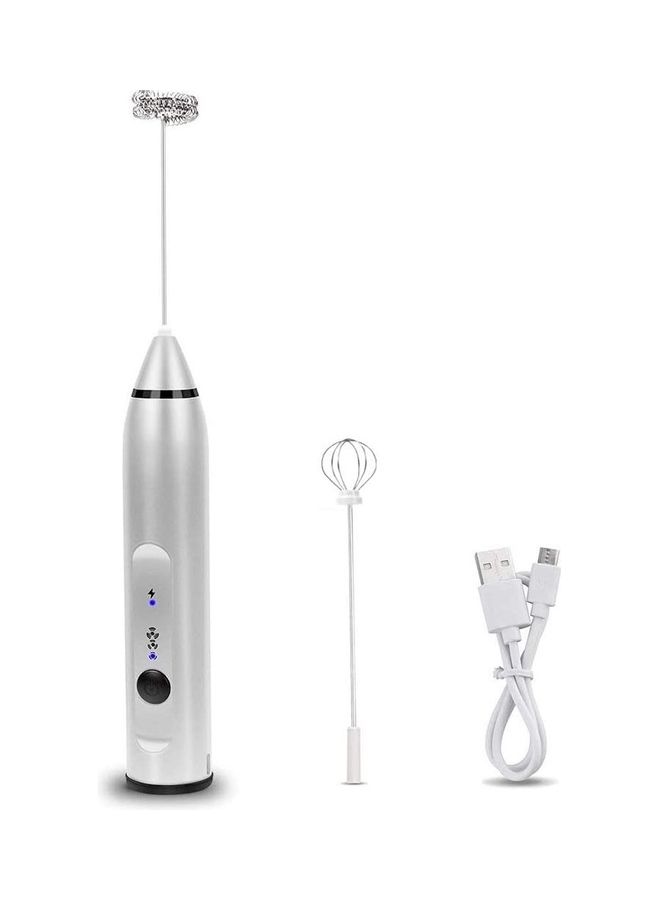NIBEMINENT Electric Milk Foam Maker And Whisk Set Silver - Image 1