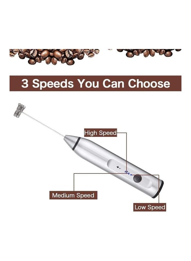 NIBEMINENT Electric Milk Foam Maker And Whisk Set Silver - Image 2