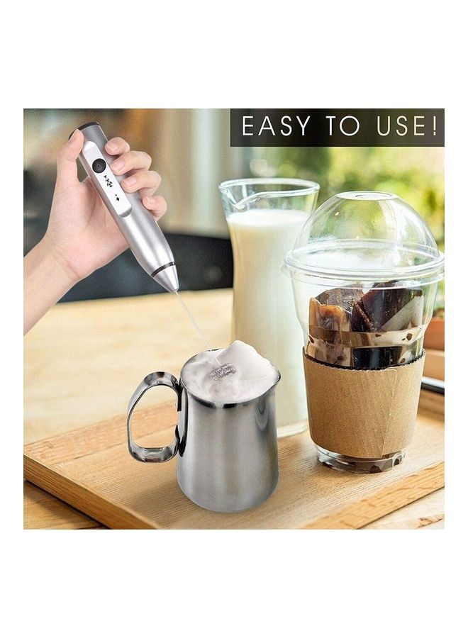 NIBEMINENT Electric Milk Foam Maker And Whisk Set Silver - Image 4