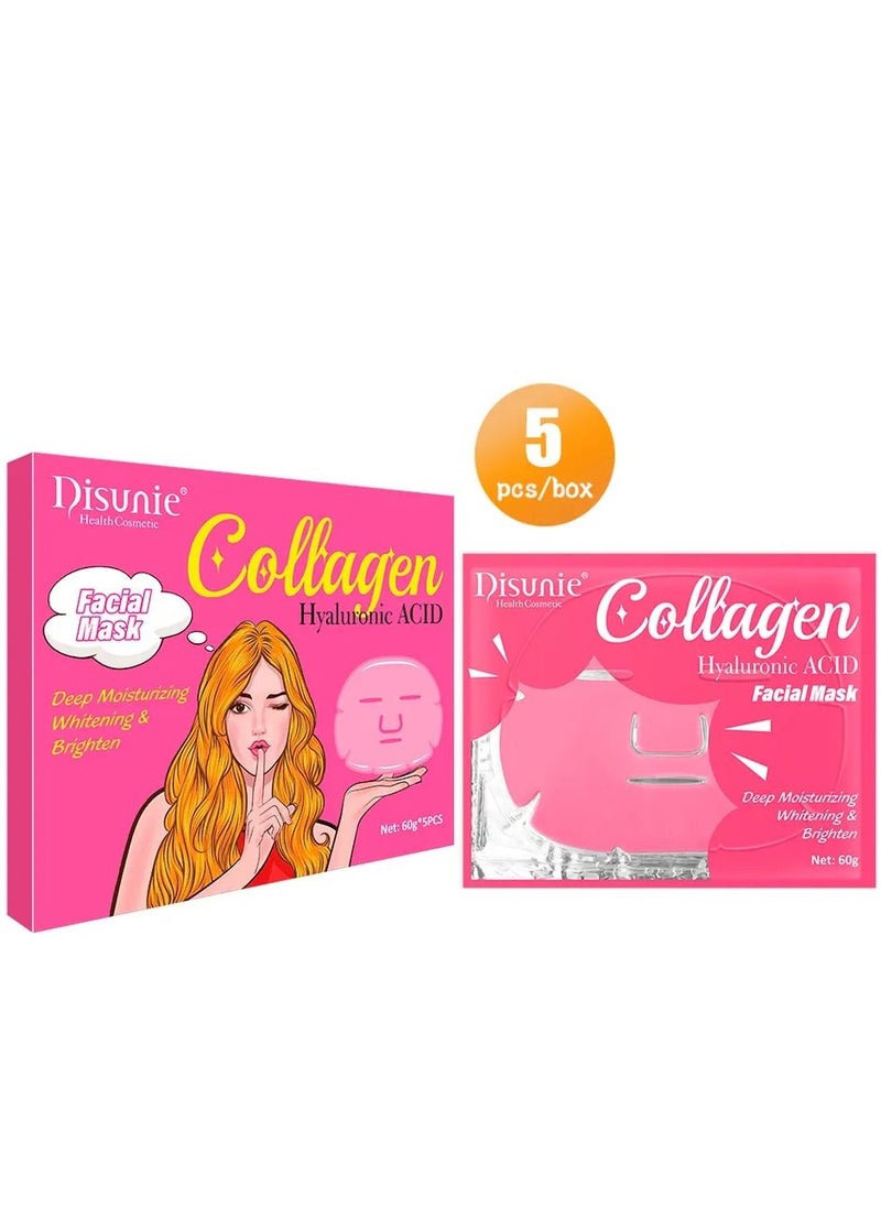 Disunie - Facial Mask Sheet for Skincare Hyaluronic Acid Hydrating and Moisturizing Face Sheet Mask Helps Reduce Fine Lines and Wrinkles Smooths and Repairs Skin Collagen Facial Mask - Image 1
