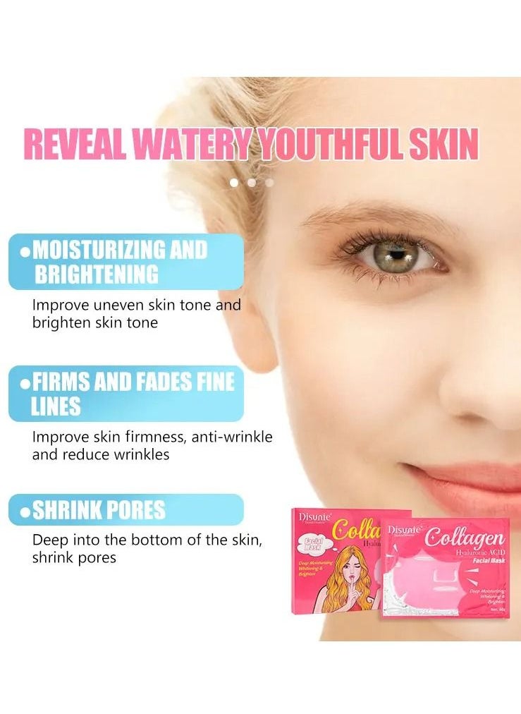 Disunie - Facial Mask Sheet for Skincare Hyaluronic Acid Hydrating and Moisturizing Face Sheet Mask Helps Reduce Fine Lines and Wrinkles Smooths and Repairs Skin Collagen Facial Mask - Image 1