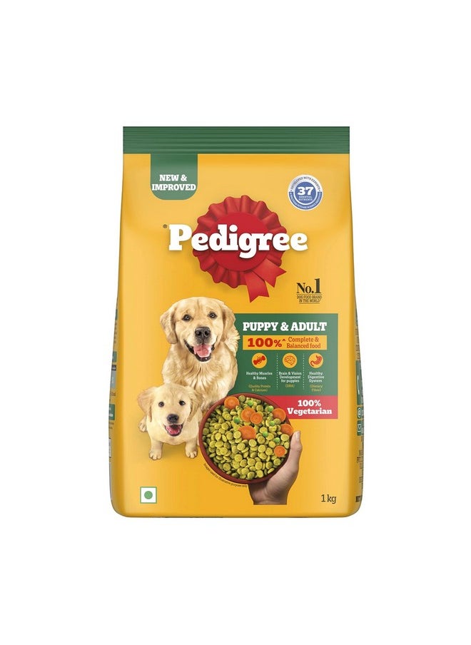 Pedigree 100% Vegetarian, Dry Dog Food, Complete & Balanced Nutrition For Puppy & Adult Dogs, 1 Kg  - Image 1