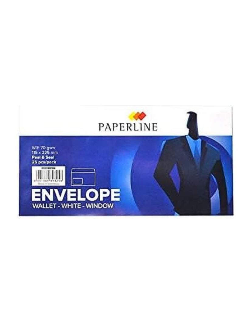 Paperline - Letter Envelope WALLET-WHITE-WINDOW(Pack of 25) - Image 1