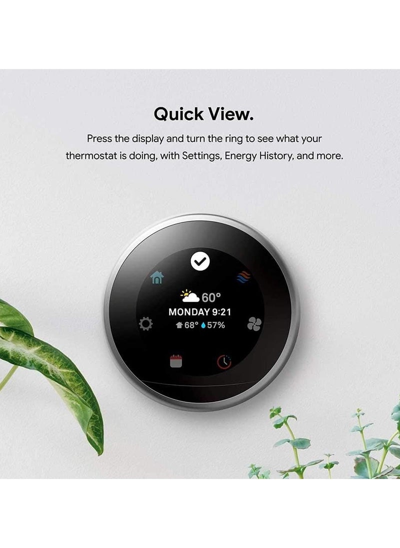 Nest 3rd Generation learning programmable Thermostat Polished Steel T3019US  - Image 4