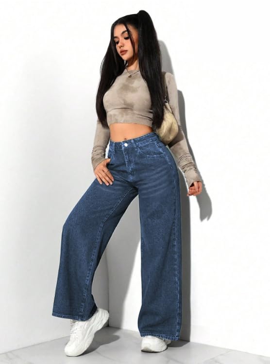 Ben Martin Baggy Jeans for Women || Women,s Loose Jean Pants || Oversized Jean's for Women's || Wide Leg Jean,s for Woman || Casual Jins for Woman's || Loose Jin Pant for Woman,s Dark Blue 03-36 - Image 5