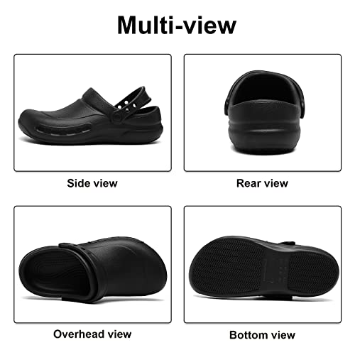 Haifago Non Slip Chef Shoes for Men, Kitchen Oil Resistant Waterproof Nursing Work Clogs, Slip-on Garden Shoe Black - Image 2