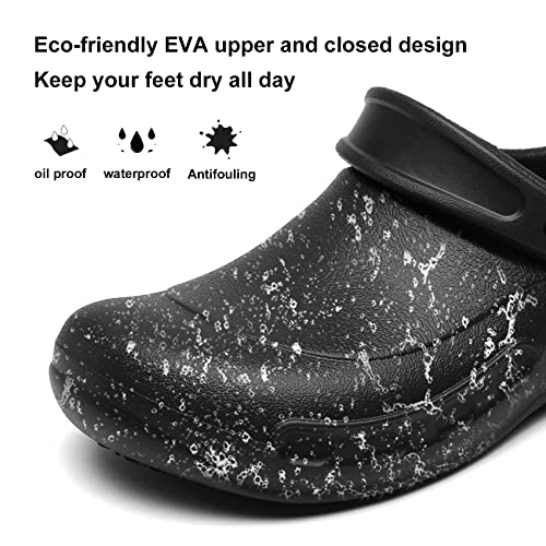 Haifago Non Slip Chef Shoes for Men, Kitchen Oil Resistant Waterproof Nursing Work Clogs, Slip-on Garden Shoe Black - Image 5