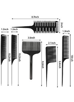 Patelai 6 Pieces Hair Combs Set 3Way Hair Sectioning Comb Hair Dyeing Comb Rat Tail Lifting Comb Weaving Foiling Hair Comb Sectioning Foiling Comb For Hair Coloring Black  - Image 3