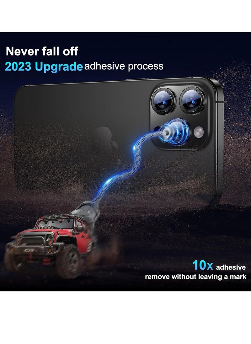 Raxoom iPhone 15 Pro Max/iPhone 15 Pro Camera Lens Protector, [Not Fall Off] 9H Tempered Glass Camera Cover Screen Case Friendly Scratch Resistant Easy to Install â€“ Black Titanium - Image 5