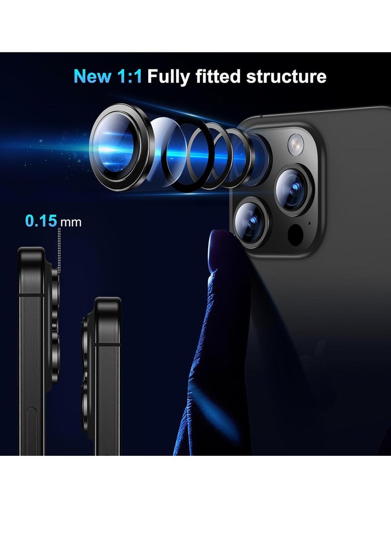 Raxoom iPhone 15 Pro Max/iPhone 15 Pro Camera Lens Protector, [Not Fall Off] 9H Tempered Glass Camera Cover Screen Case Friendly Scratch Resistant Easy to Install â€“ Black Titanium - Image 4