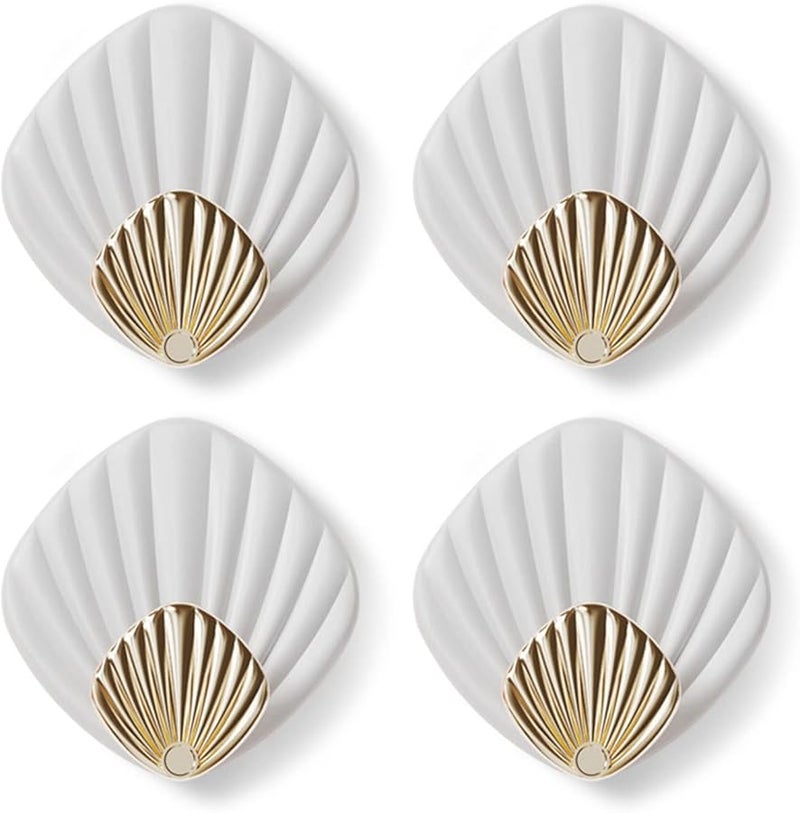 White Wall Mounted Hooks 4 Pack Heavy Duty Adhesive No Drilling For Towels Keys - Image 2