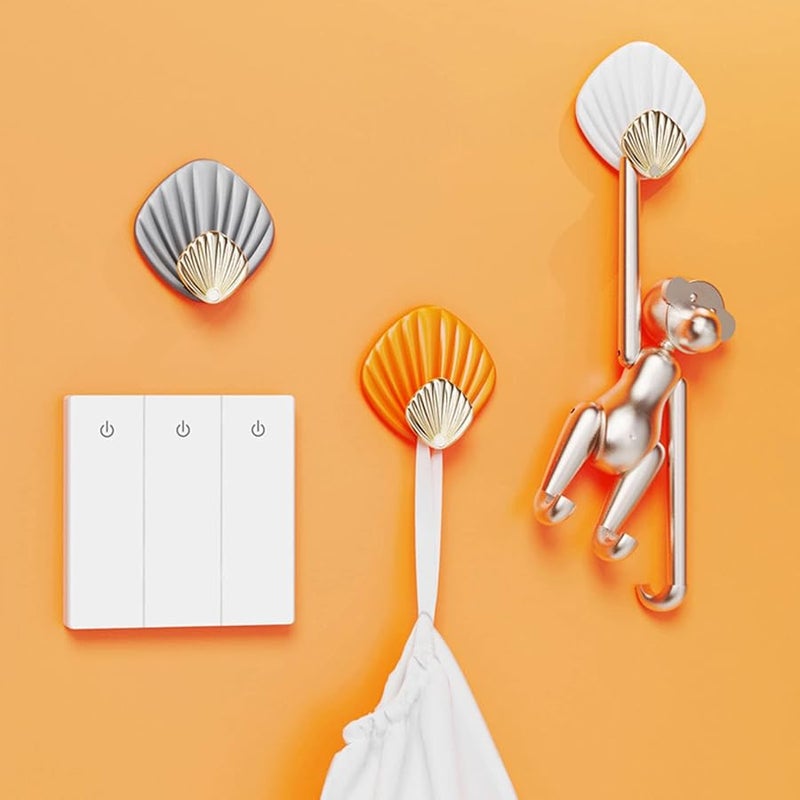 White Wall Mounted Hooks 4 Pack Heavy Duty Adhesive No Drilling For Towels Keys - Image 4