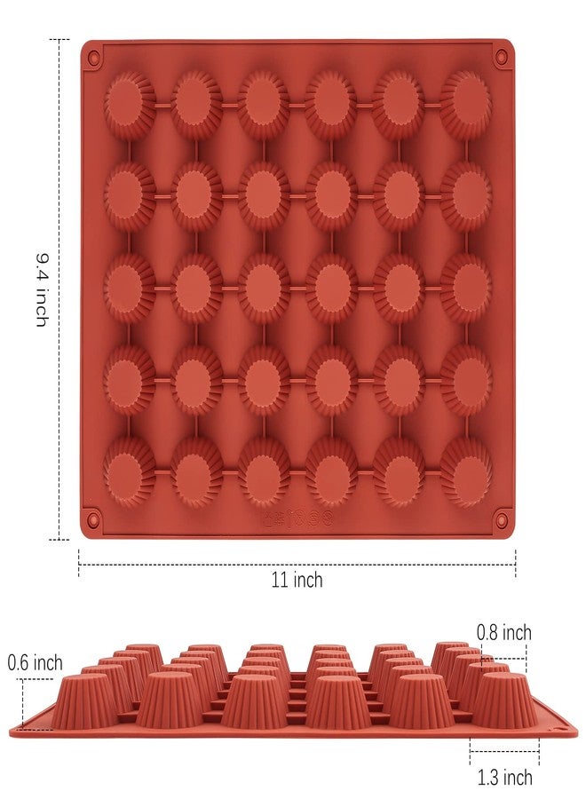 JOERSH 30-Cavity Mini Peanut Butter Cup Mold Silicone Candy Mold Bite Size for Keto Fat Bomb, Dark Chocolate - Image 2