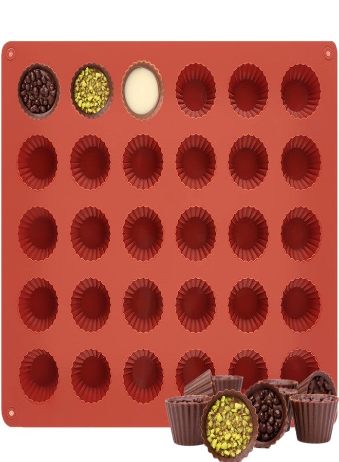JOERSH 30-Cavity Mini Peanut Butter Cup Mold Silicone Candy Mold Bite Size for Keto Fat Bomb, Dark Chocolate - Image 1