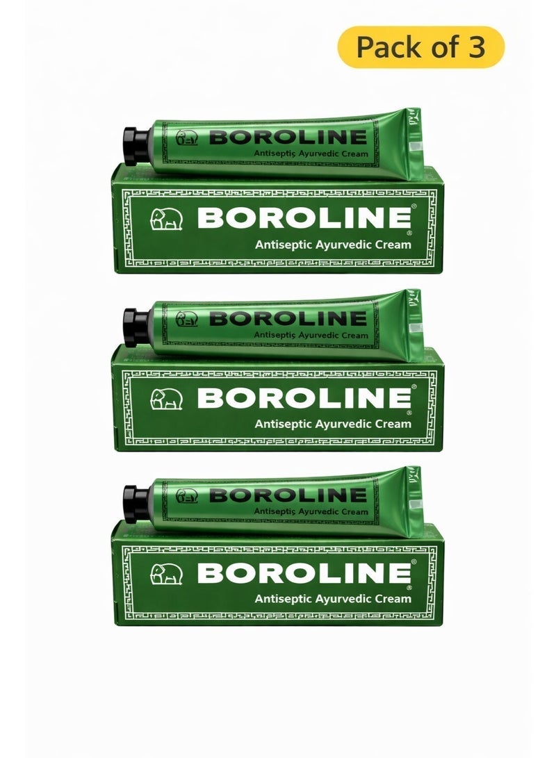 Boroline Antiseptic Ayurvedic Cream Pack Of 3 Moisturizing Skin Repair Cream For Dry Skin Cracked Heels Lips Hands Multipurpose Herbal Cream 19g Each - Image 1