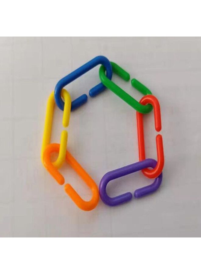 Geometric Chain Buckle Geometric Tandem Building Blocks Children's Plastic Patch Parent-Child Educational Toys Desktop Games-Color:A Bag Of 500g/About 590 Grains  - Image 1