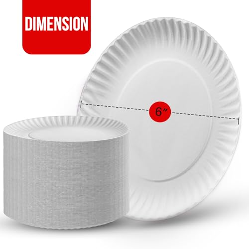 XpressPak Small Paper Plates - [100-Pack] - (6-Inch Round) - White 6 Inch Paper Plates, Lightweight Uncoated Disposable Plates - For Crafts, Events, Projects, Dry Foods & General Use - Image 2