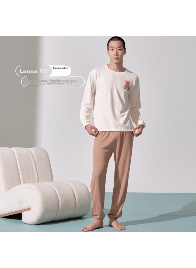 Your Sun Yiershuang [wearable Outside] Men's Pajama Set, Pullover Long Sleeve Top And Long Pants Loungewear Set - Image 1