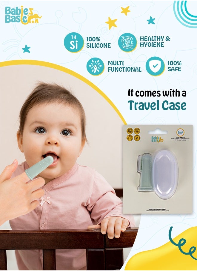 Babies Basic Toothbrush With Travel Case For Babies - Green Silicone Toothbrush  - Image 3